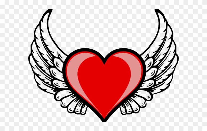 Hearts Clipart Volleyball - Love Heart With Wings - Png Download