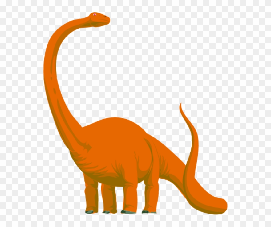 Dinosaur Tail Cliparts - Orange Long Neck Dinosaur - Png Download