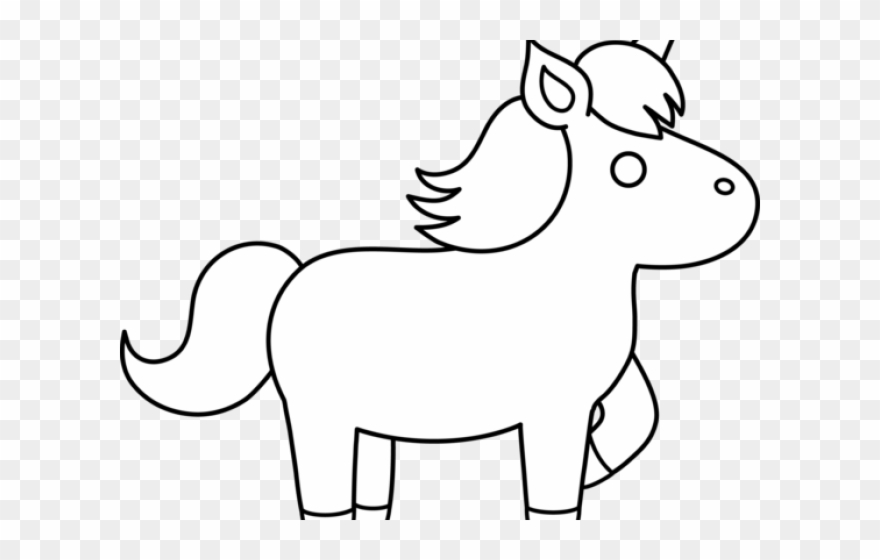 Unicorn Clipart Black And White - Simple Unicorn Outlines - Png Download