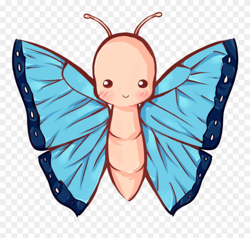 Unicorn Colors Cute Hair - Butterfly Kawaii Clipart