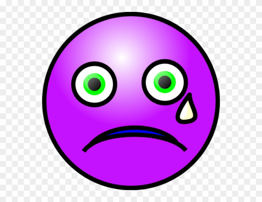 Crying Face Clipart - Smiley Purple Cry - Png Download