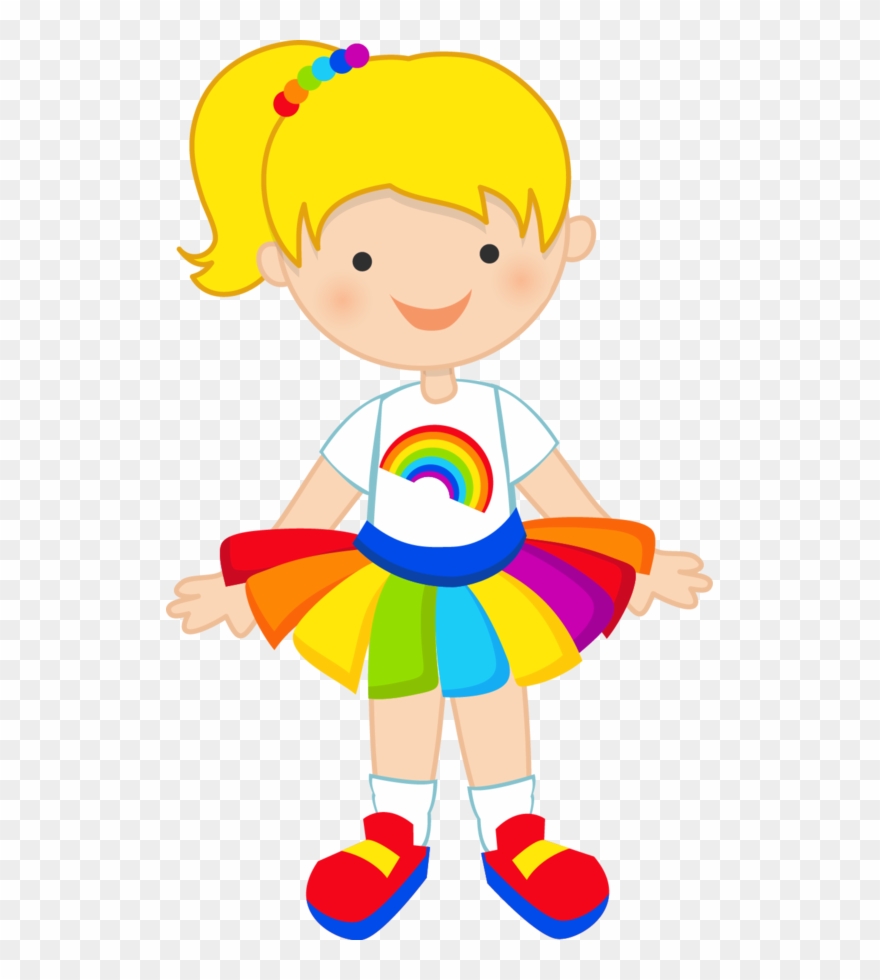 Rainbow Clipart, Girl Clipart, Cute Clipart, Rainbow - Pretty Clipart - Png Download
