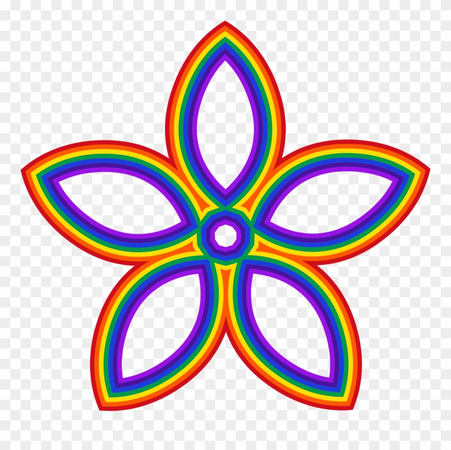 Clipart - Rainbow Flowers Clipart - Png Download