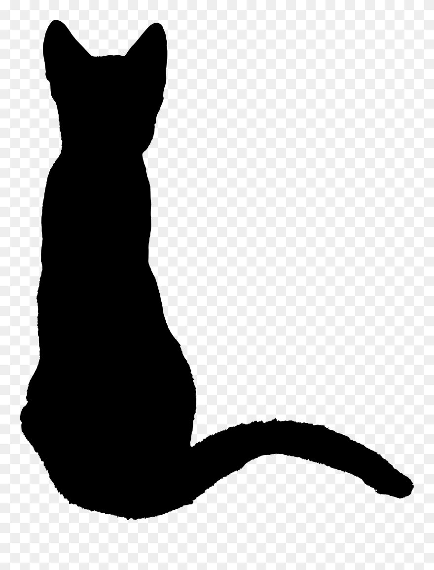 Open - Cat Silhouette From Behind Clipart