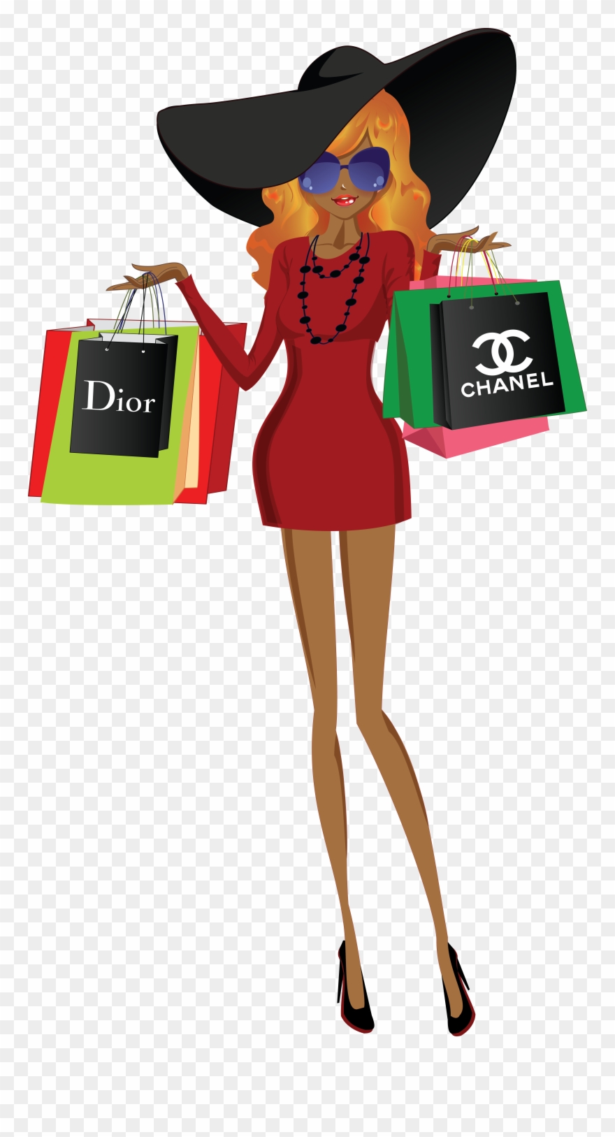 Shopping Girls Clip Art , Digital Paper,illustration, - Png Download