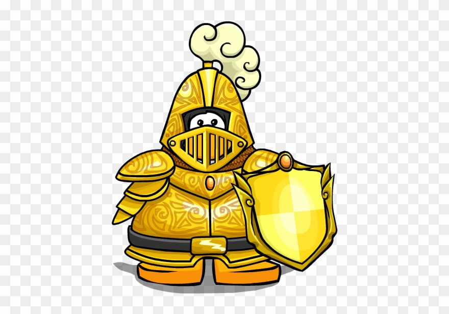 Knight Clipart Yellow - Club Penguin Golden Knight - Png Download