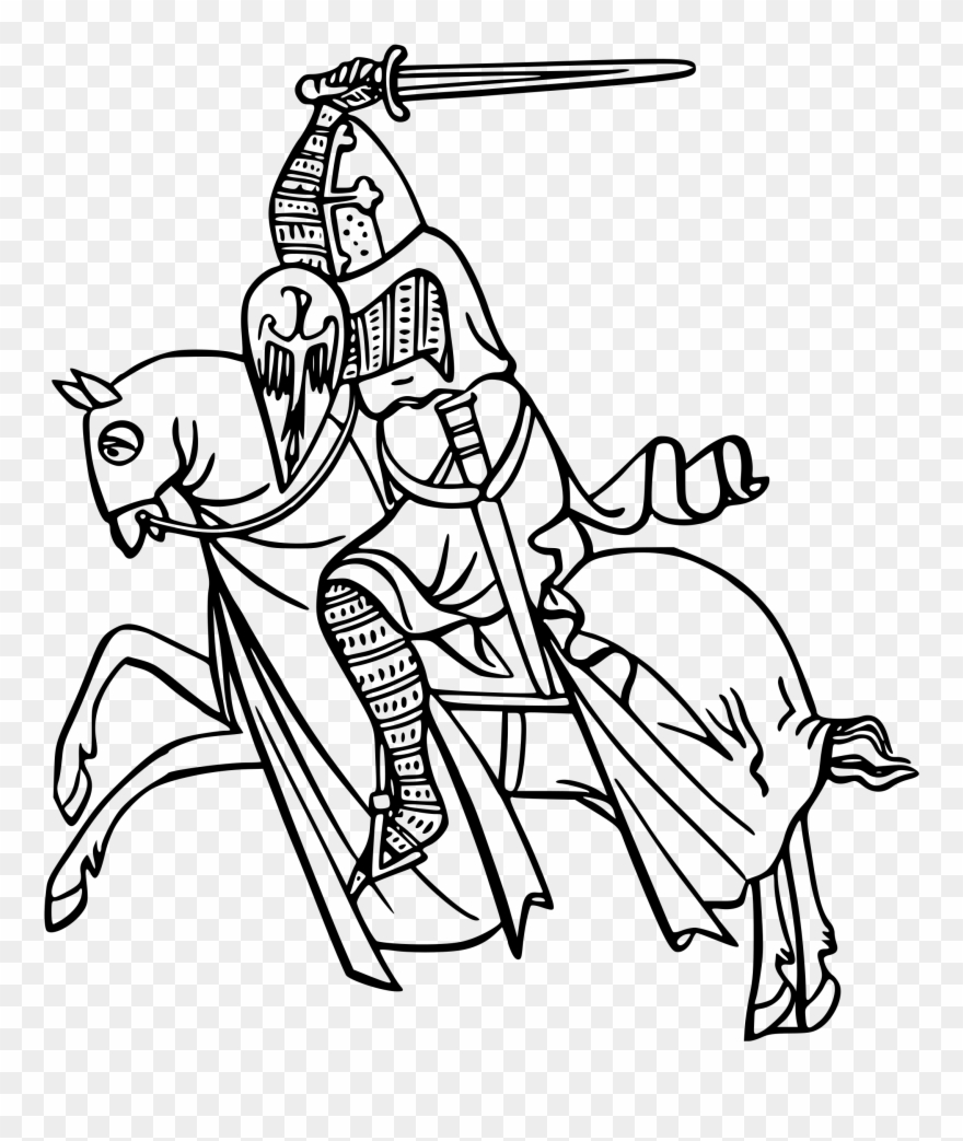 Free Knight Clip Art - Black And White Knight Png Transparent Png