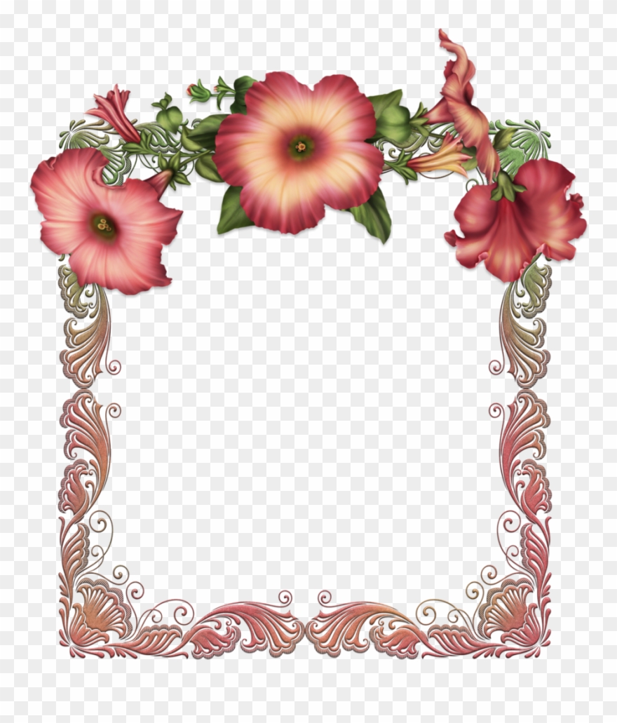 Red Transparent With Flowers - Molduras Com Flores Vermelhas Clipart