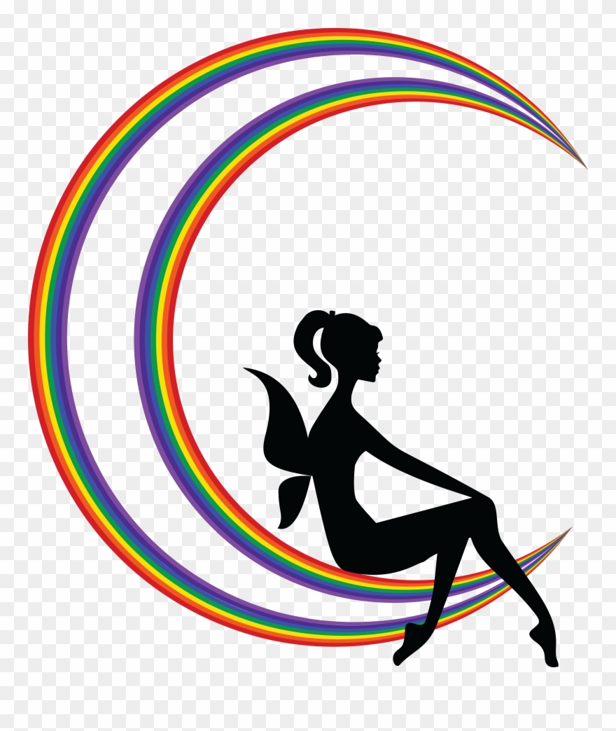 Free Clipart Of A Black Silhouetted Female Fairy Sitting - Silhouettes Fairy On The Moon - Png Download