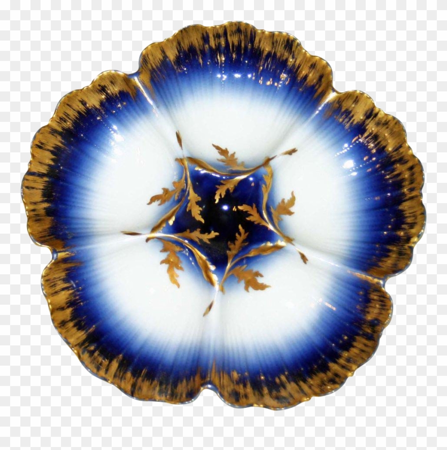 Tressemann & Vogt French Oyster Plate, Cobalt And Gilt Clipart
