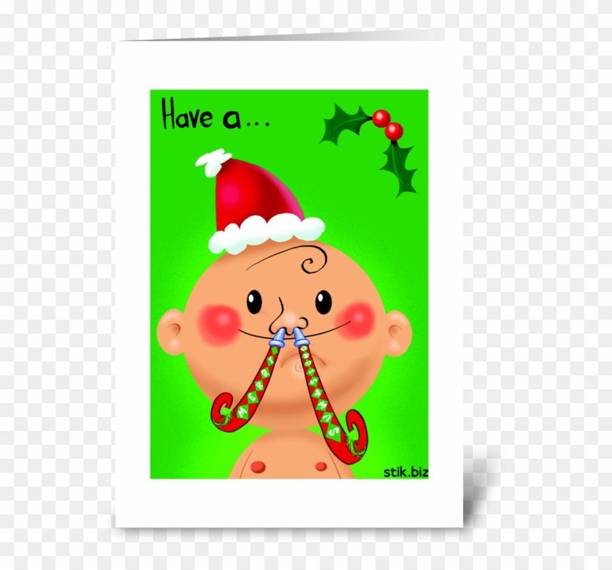 Merry Fat Kid Christmas Greeting Card Clipart
