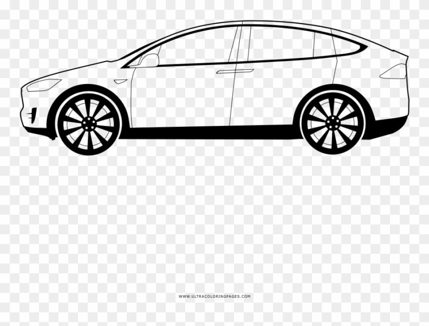 Tesla Model X Coloring Page Clipart
