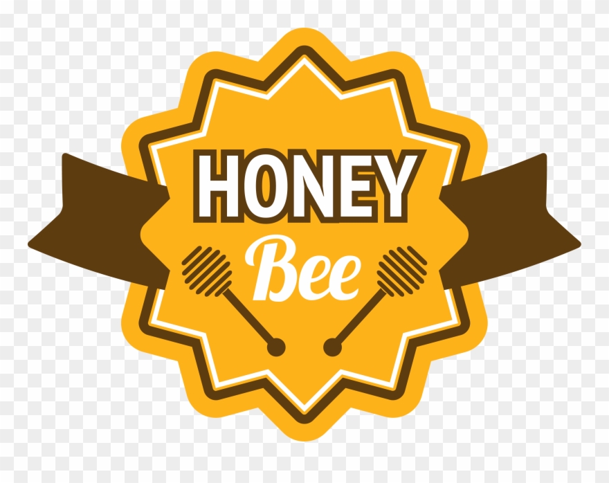 Bee Label Logo Golden Clipart