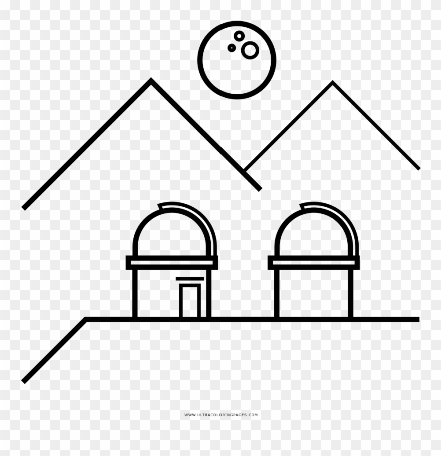 Observatory Coloring Page Clipart