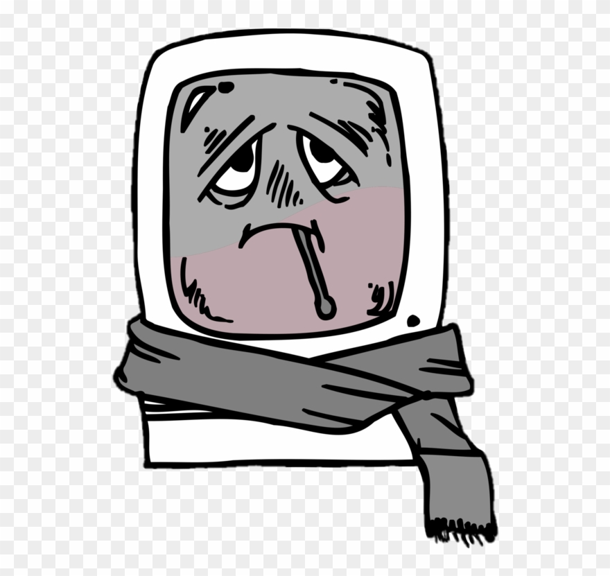Computer With A Virus Wearing A Scarf Clipart