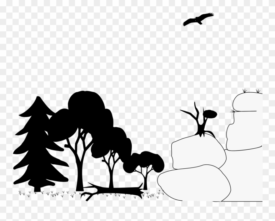 Rocks With Forest Pictogram Clipart