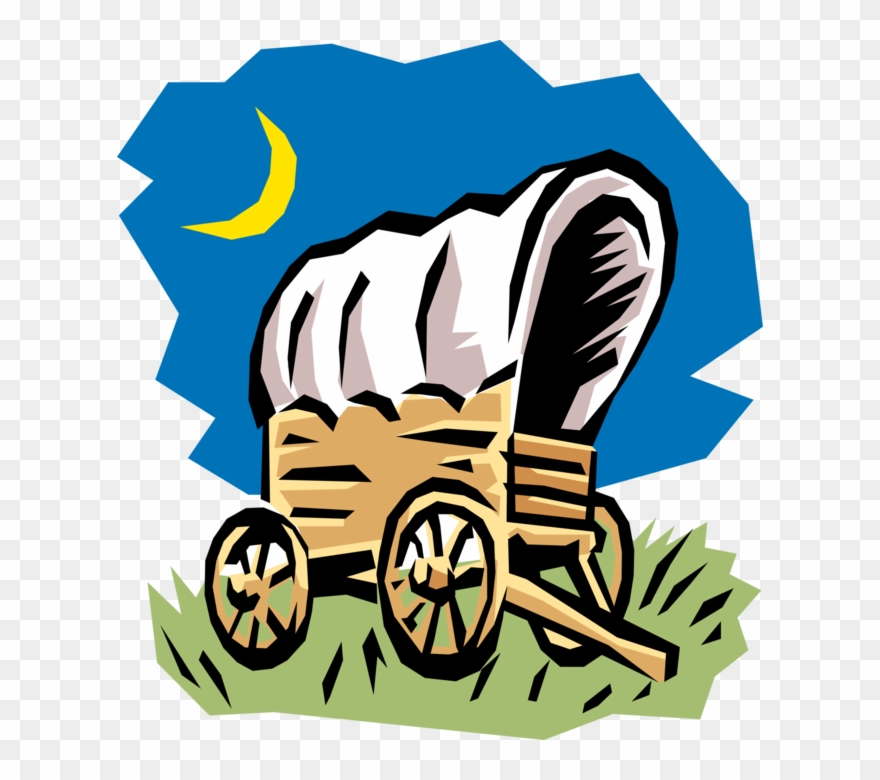 Vector Illustration Of Old West Covered Wagon Transport Clipart