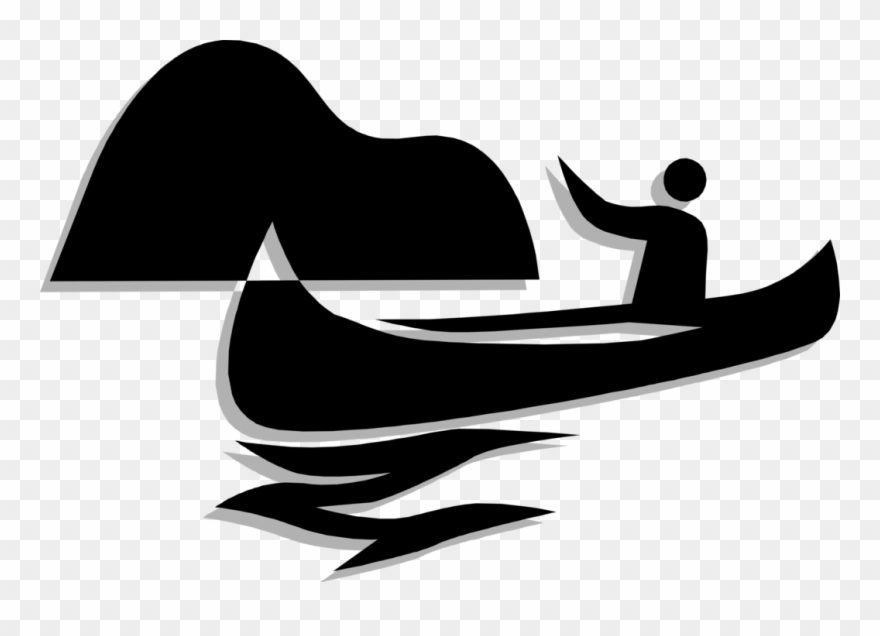 Vector Illustration Of Canoeist In Canoe With Paddle Clipart