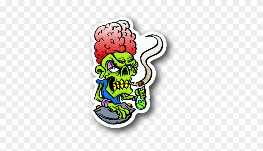 Stoned Alien Brain Sticker Clipart