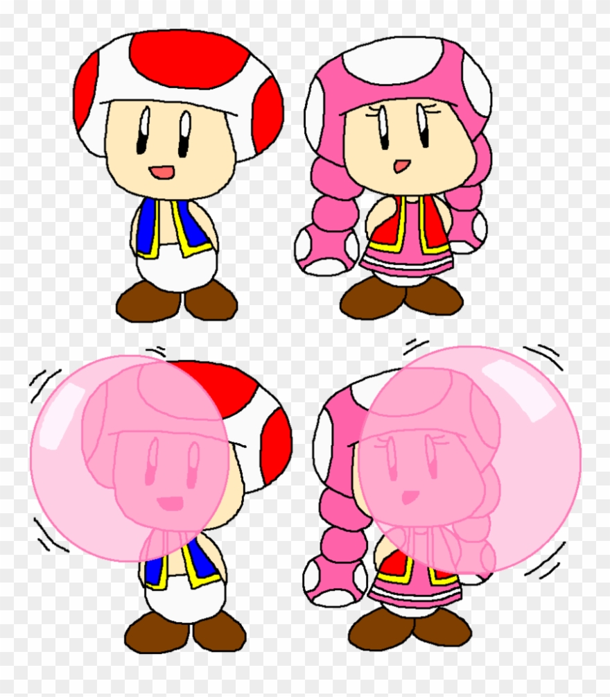 Toad And Toadette Normal And Bubble Gum By Pokegirlrules Clipart