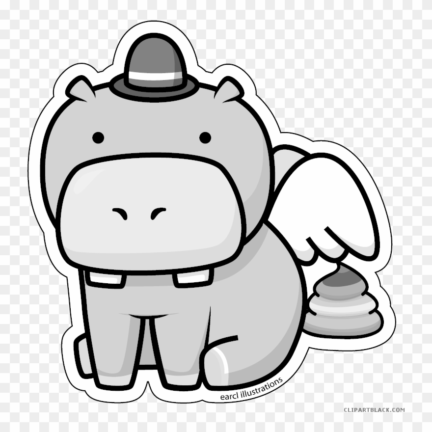 Hippo Animal Free Black White Clipart Images Clipartblack - Png Download