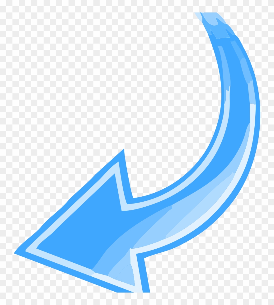 Blue Curved Arrow Pointing Left Clipart