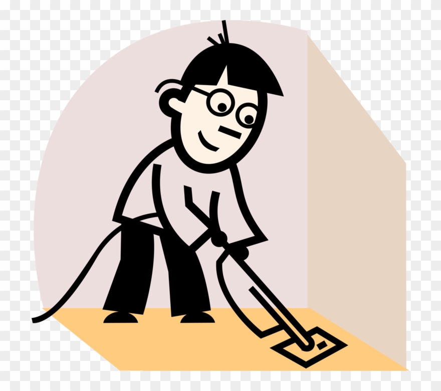 Vector Illustration Of Cleaning Service Maid Vacuuming Clipart