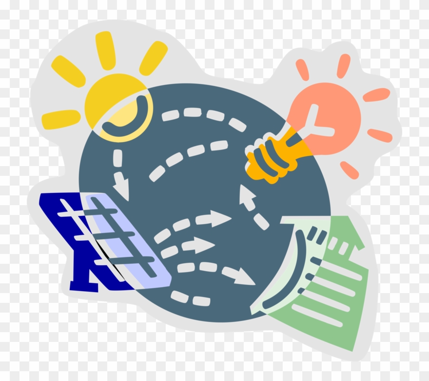 Vector Illustration Of Harnessing And Distributing Clipart