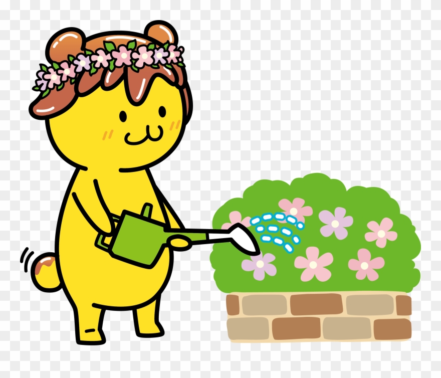 It Is Watering In Flower Bed Clipart