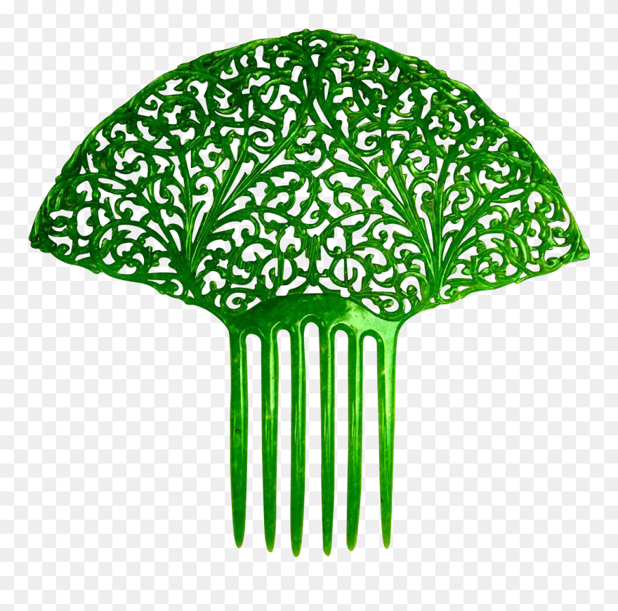 Jade Green Hair Comb Green Celluloid Spanish Style Clipart