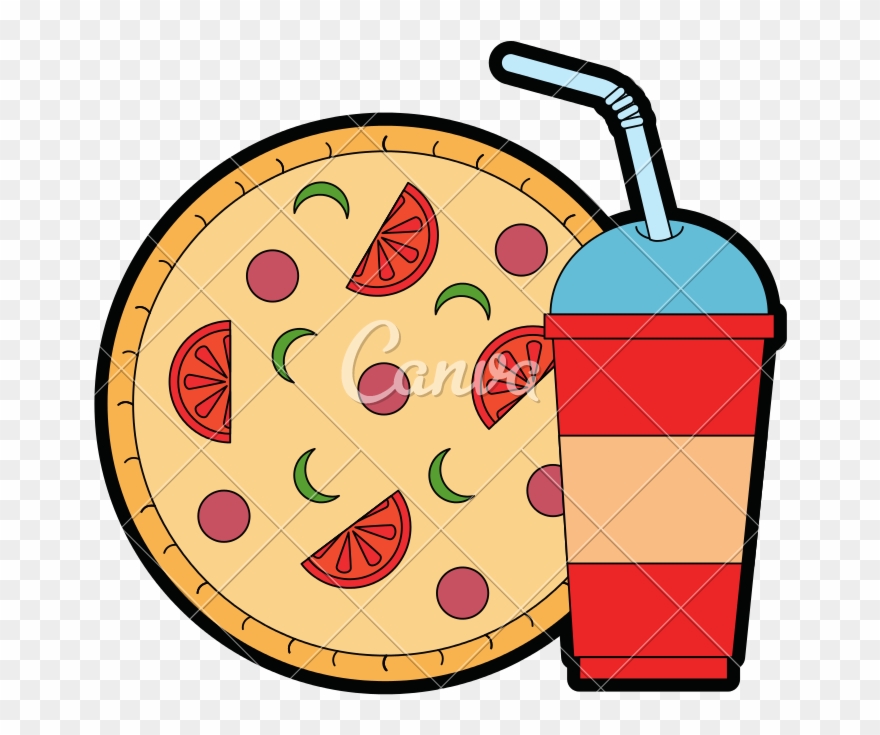 Pizza Clip Soda - Png Download