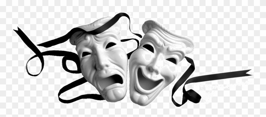 Drama Masks Black And White Clipart - Png Download (#2825696) - PinClipart