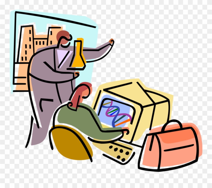Vector Illustration Of Geneticist Biologists Studies Clipart