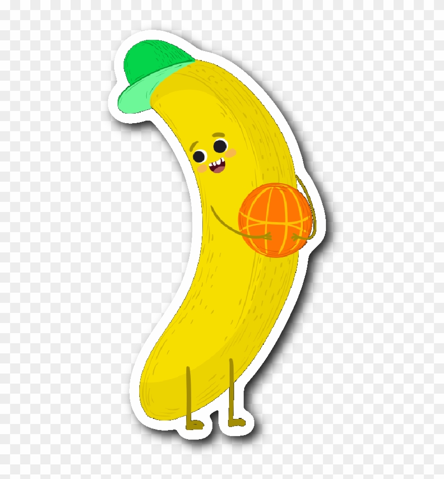 Banana Playing Basketball Sticker Clipart