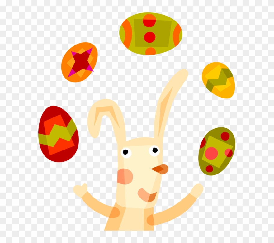 Vector Illustration Of Easter Bunny Juggling Easter Clipart