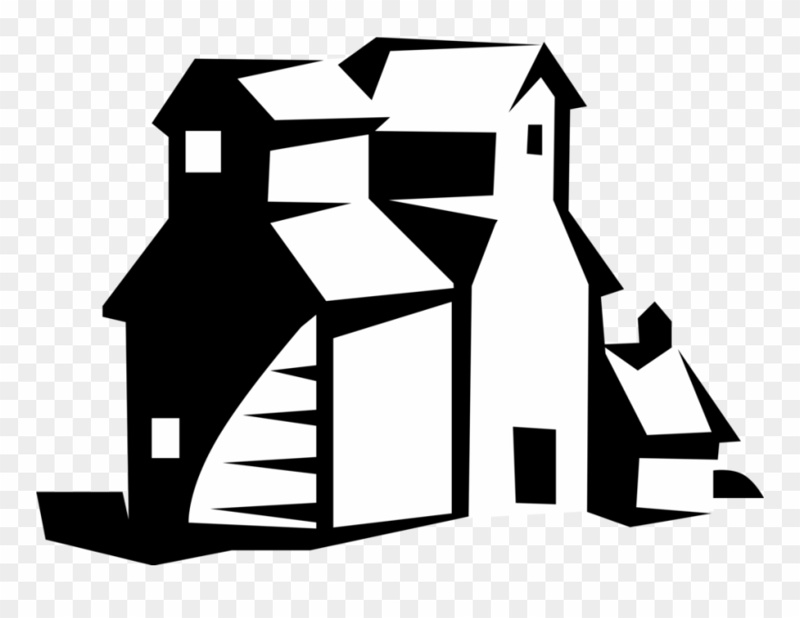 Vector Illustration Of Canadian Prairie Grain Elevators Clipart