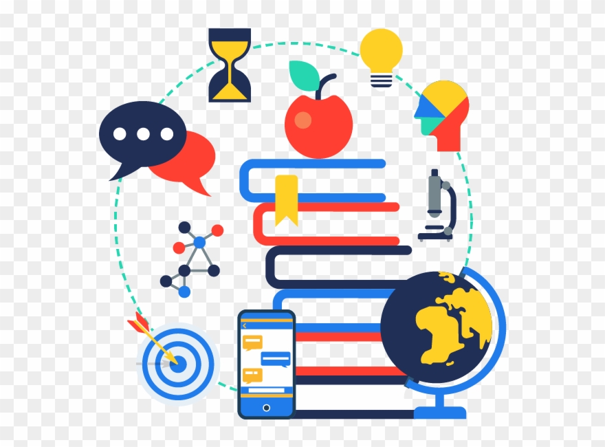 Subject Icons, Globe And Books Clipart