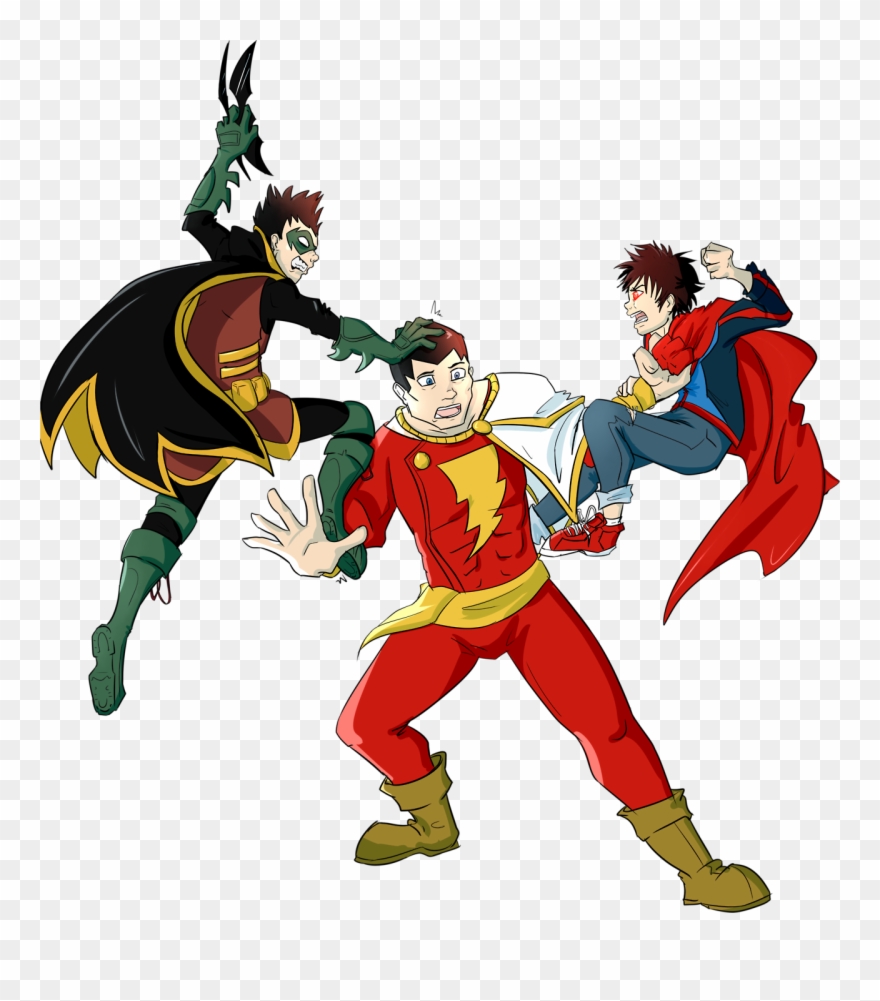 Super Sons Team Up With Captain Marvel/shazam, It Goes Clipart