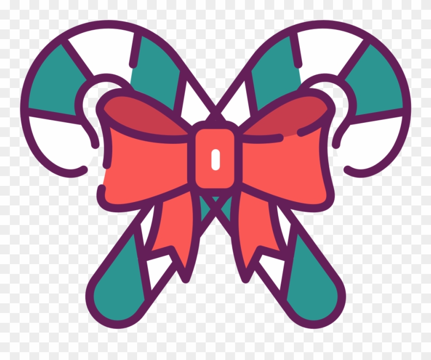 Candy Canes With Red Bow Clip Art - Png Download