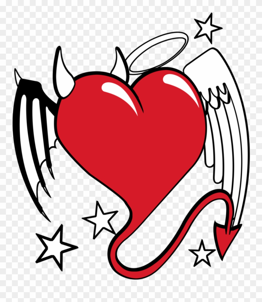 Devil And Angel Heart By Aktn Clipart