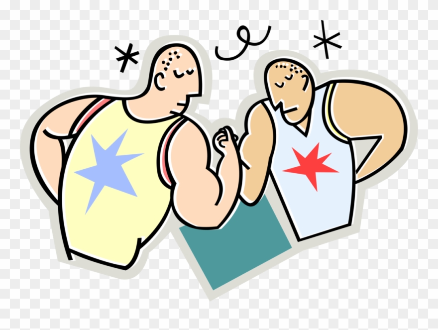Vector Illustration Of Arm Wrestlers Wrestling In Strength Clipart