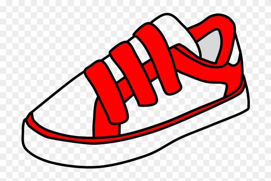 Sneakers, Velcro, White, Red Clipart