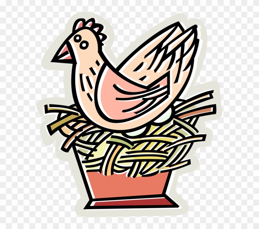 Chicken Sits On Eggs Clipart