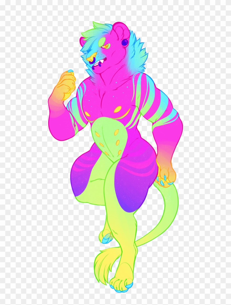 Neon Lion - Closed Clipart