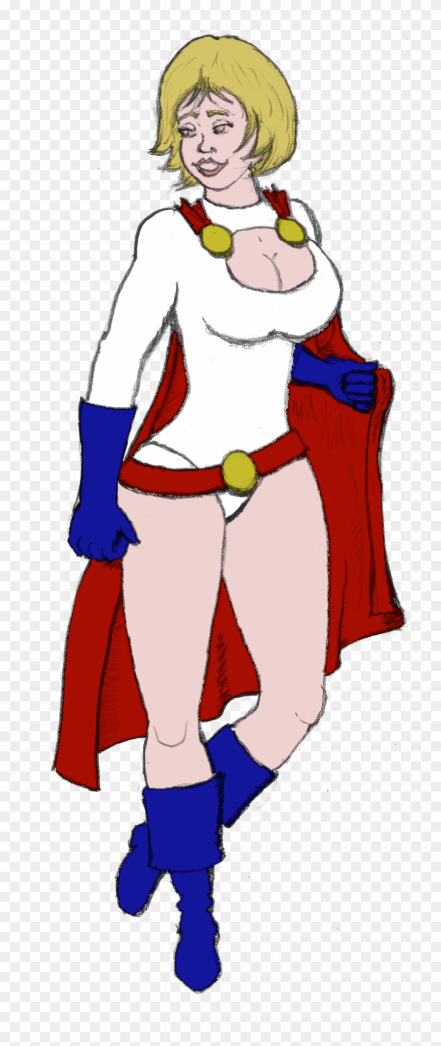 Dc Comic's Power Girl In Her Original While Leotards, Clipart