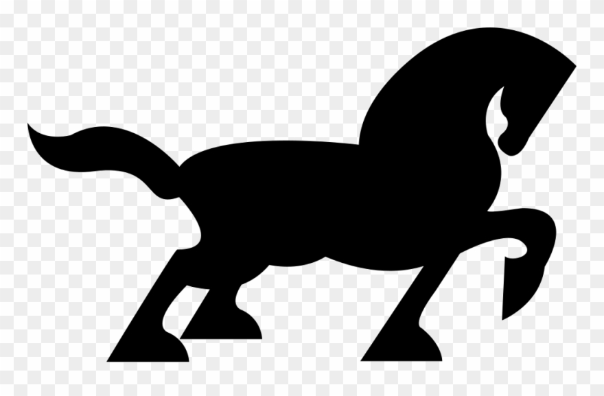 Big Black Horse Walking Side Silhouette With Tail And Clipart