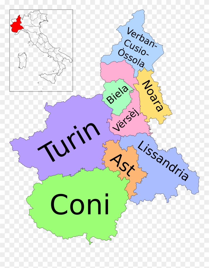 Map Of Region Of Piedmont, Italy, With Provinces-pms Clipart