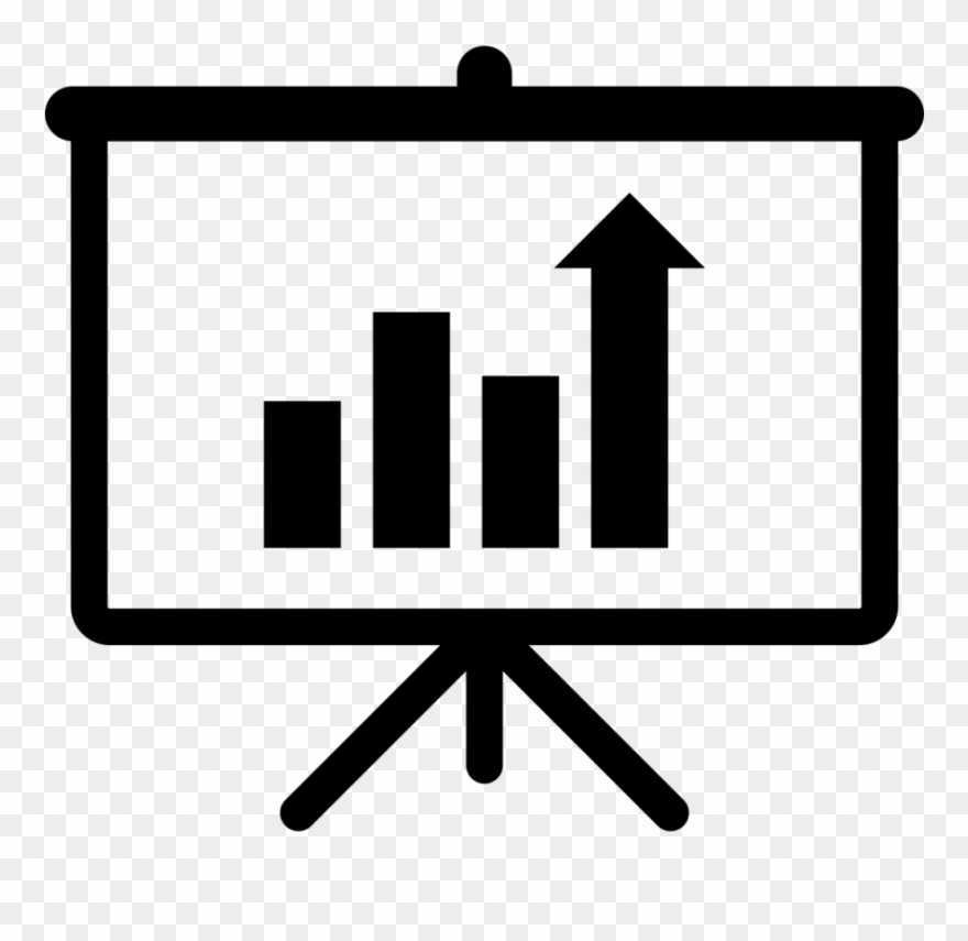A Presentation Screen With A Bar-graph With Arrows Clipart