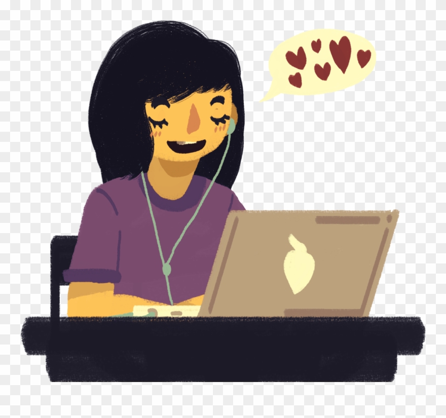 A Girl Sitting At A Desk Typing On Her Computer And Clipart