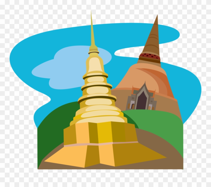 Vector Illustration Of Buddhist Phrathat Hariphunchai Clipart